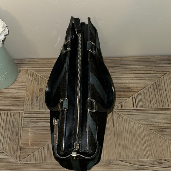 Sold Salvatore Ferragamo Calf Hair Blue & Black Tote Purse - Picture 12 of 14